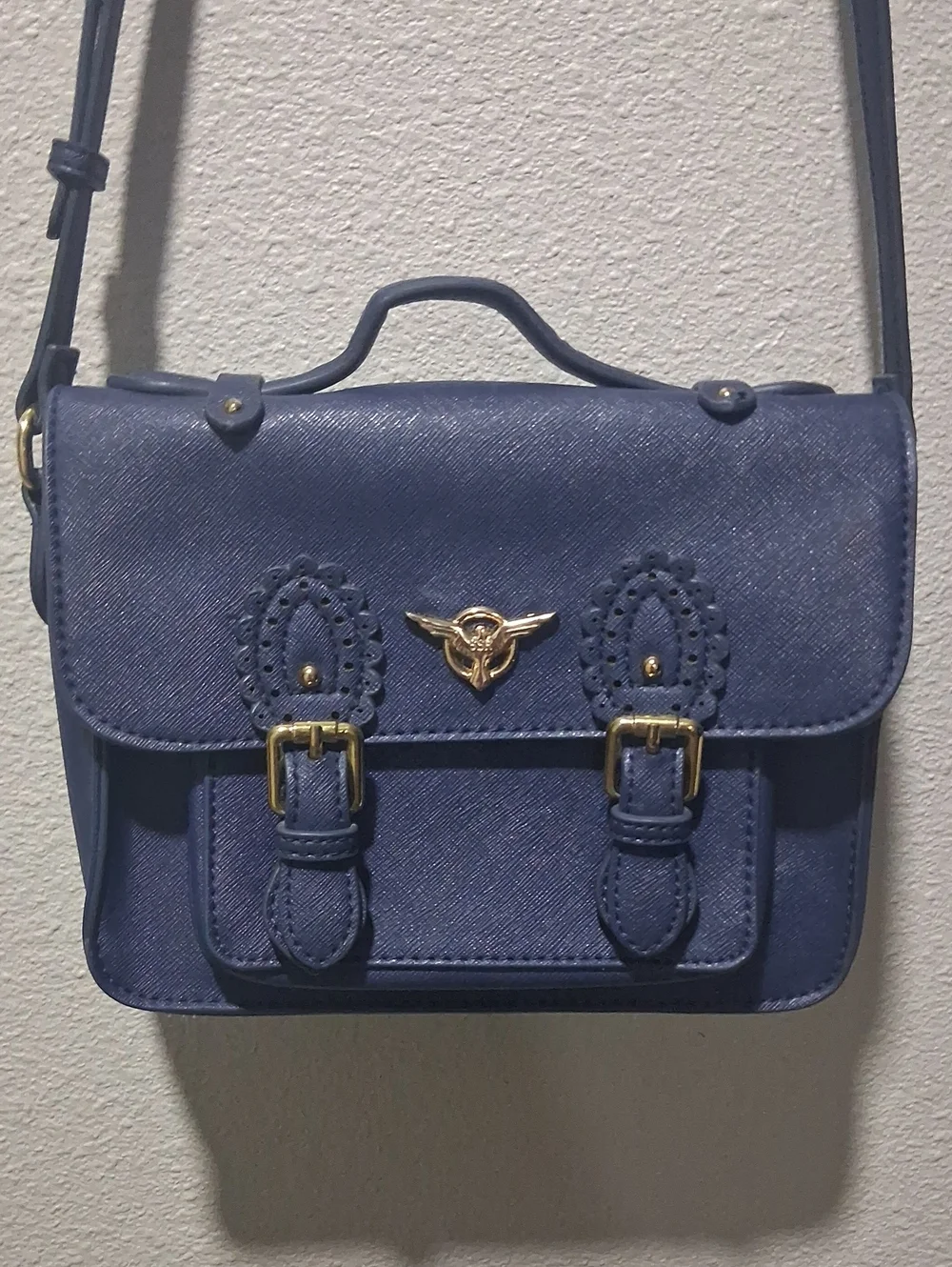 Marvel  Loungefly Navy Blue Satchel Crossbody with Gold Accent